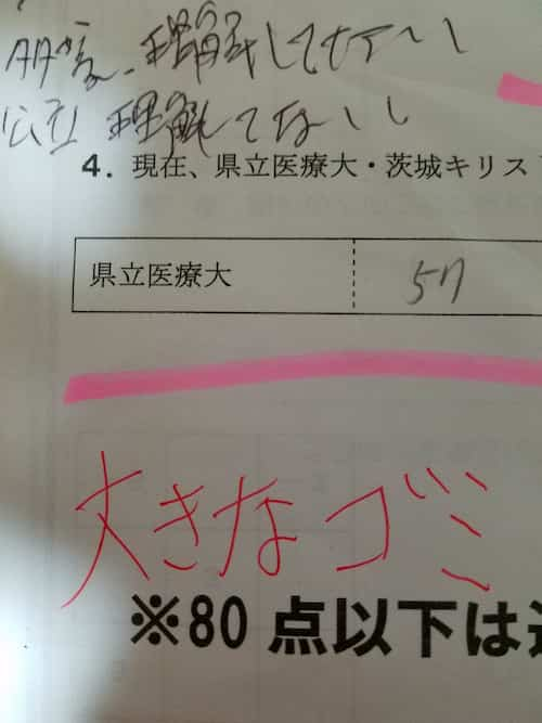 暴言の書かれた答案