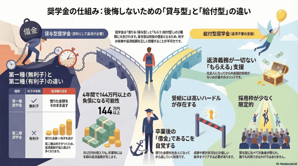 奨学金の貸与型と給付型の違い